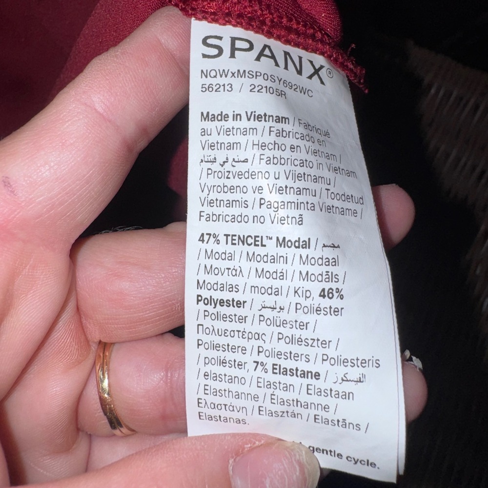 SPANX Women's S Burgundy Modal Oversized Crewneck Sweatshirt Tunic - Picture 6 of 6